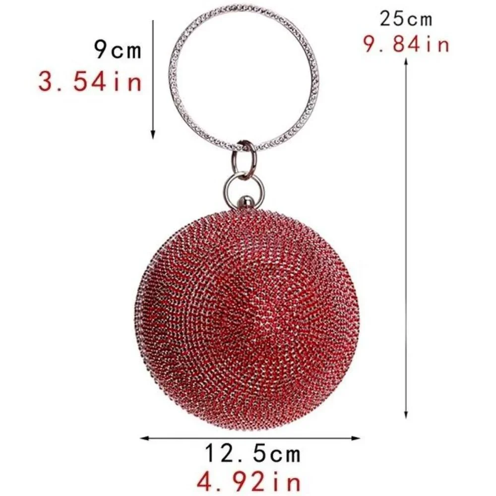NWT Sparkling Bling Swarovski Crystal Rhinestone Round Ball Purse: Silve… - Picture 5 of 14